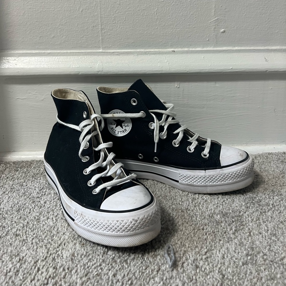 High top platform black converse